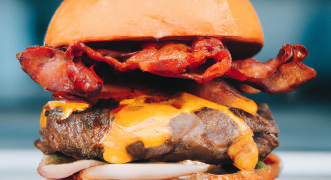 Hambúrguer de Picanha com Cheddar e Tiras de Bacon