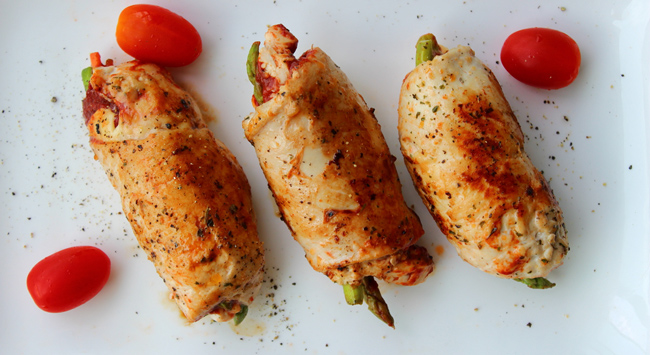 Frango a Rolê com Legumes no Forno