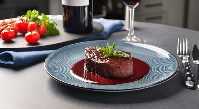 Bife Ancho com Molho de Vinho Tinto